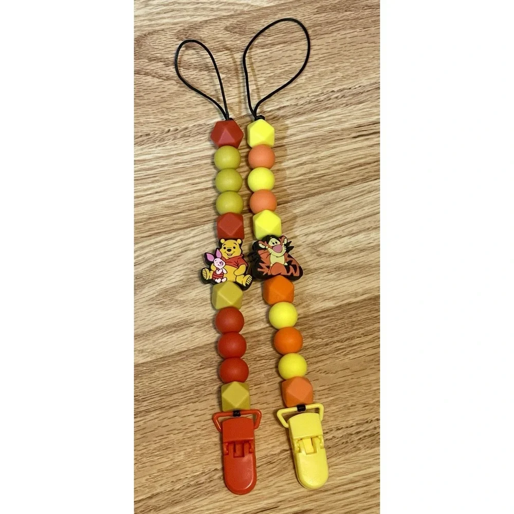 Set Of 2 Pacifier Clips, Disney Winnie The Pooh And Piglet; Tigger  Silicone